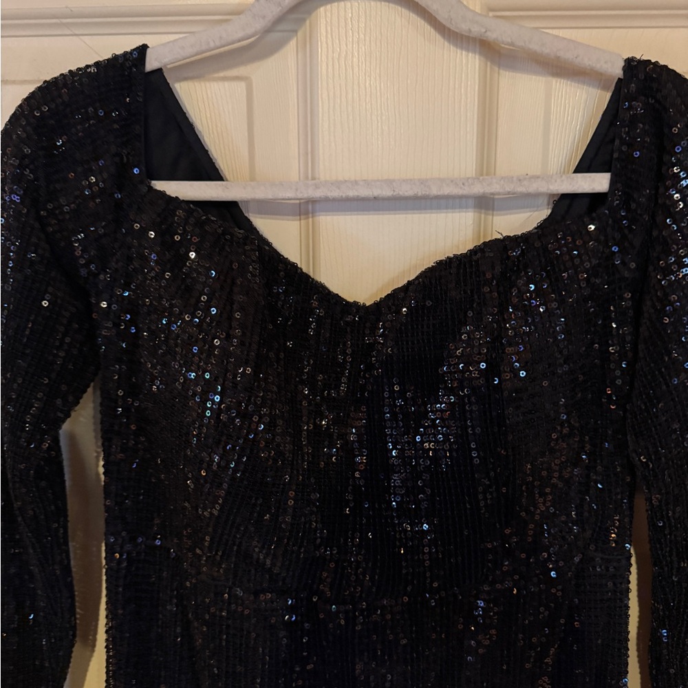 Fashion Nova Black Sequin Maxi Dress